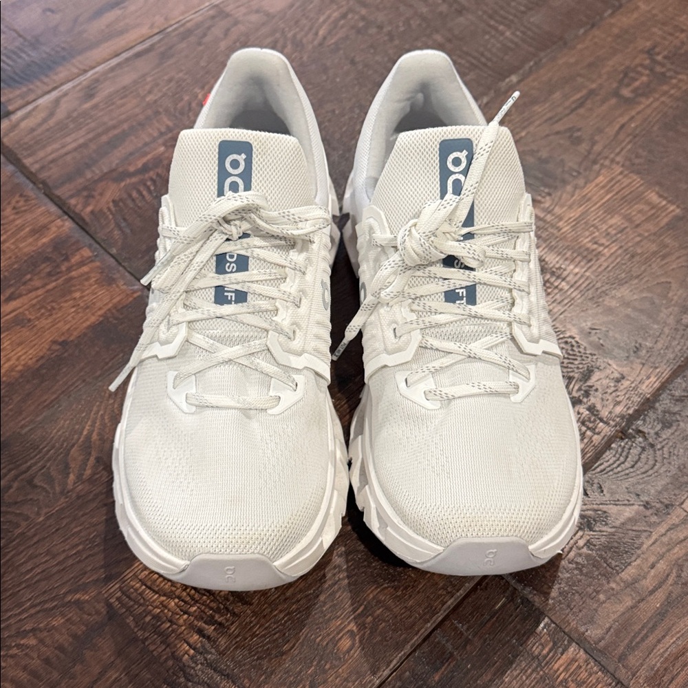 On Running Gray and White Sneakers